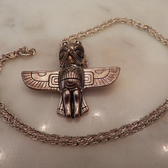 Kabana 925 Silver Vintage Totem Pole Necklace - Picture 4 of 4